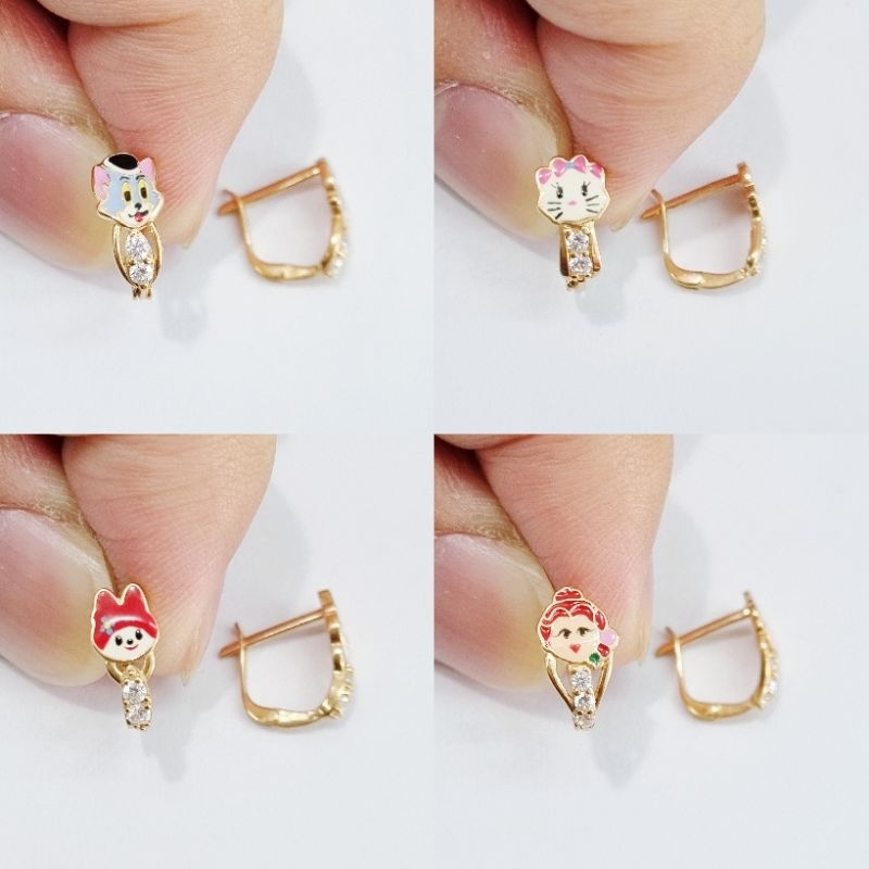Anting Anak Karakter Emas Asli 8K Model Klip / Jepit - X0