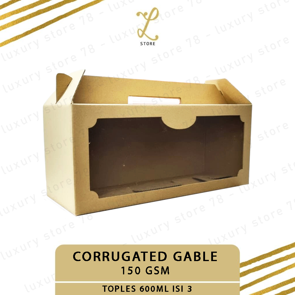

[28X10X12 CM] (10 pcs) DUS CORRUGATED GABLE MIKA TOPLES 600ML ISI 3 | Box Hampers Kue Kering - Box Toples Lebaran - Box Toples Natal