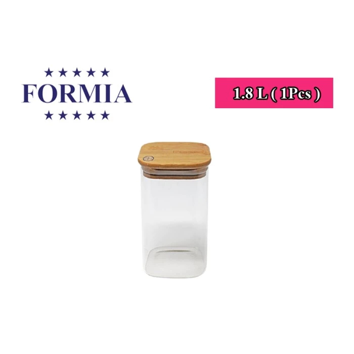 toples kaca segi tutup kayu 1.8 liter formia