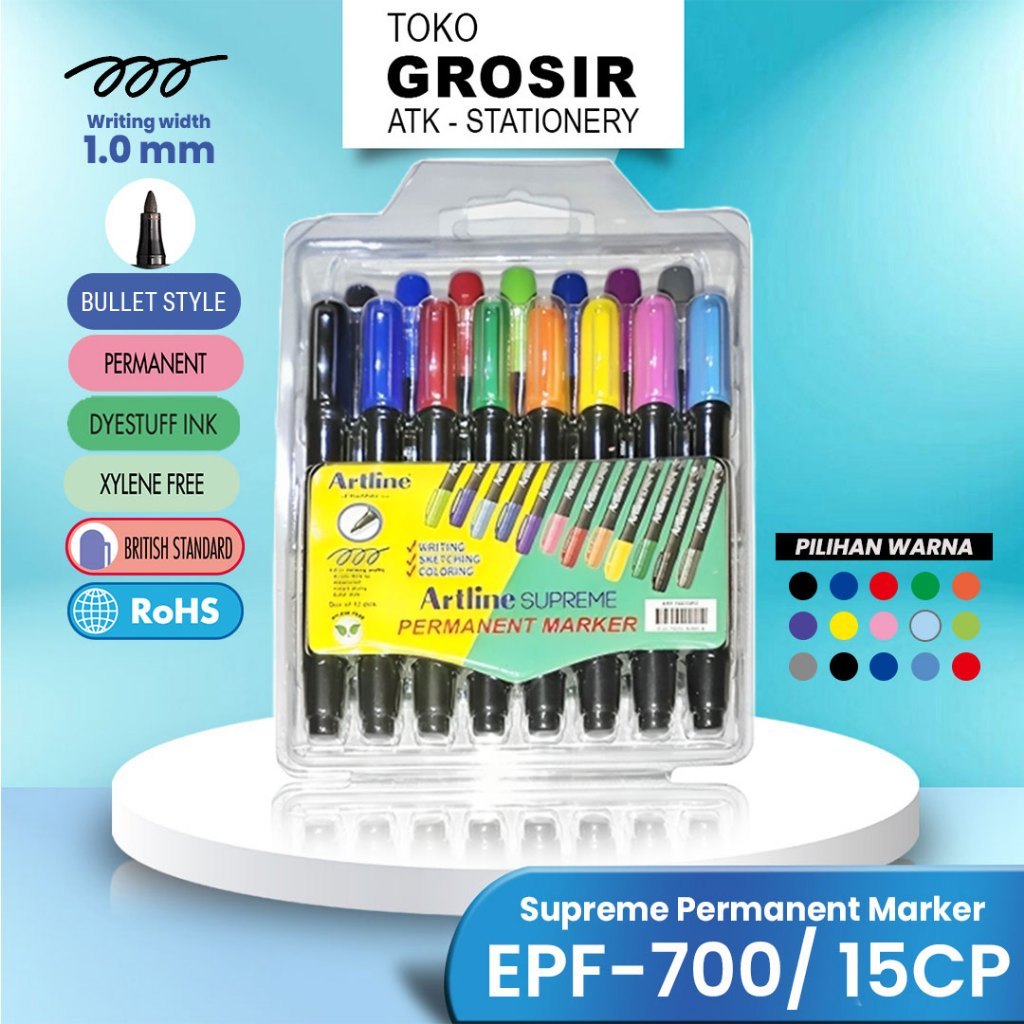 

ARTLINE Spidol Supreme Permanent Marker SET 15 Colours EPF-700/15CP