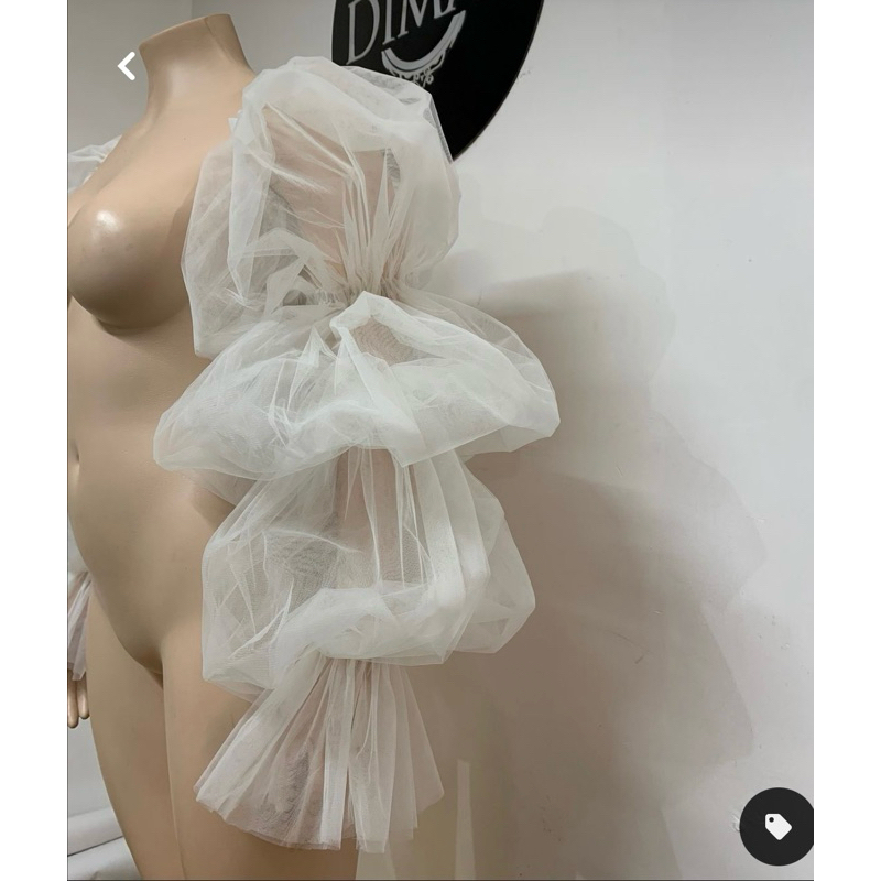 Lengan tulle tile tabahan / Lengan Tile lepas pasang putih puff sleeve portablem