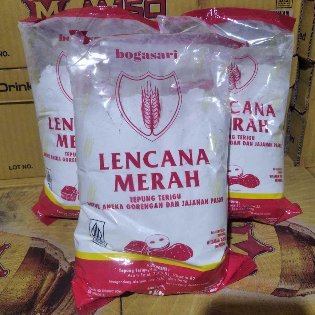 

Terigu bogasari lencana merah 1 kg untuk aneka gorengan dan jajanan pasar