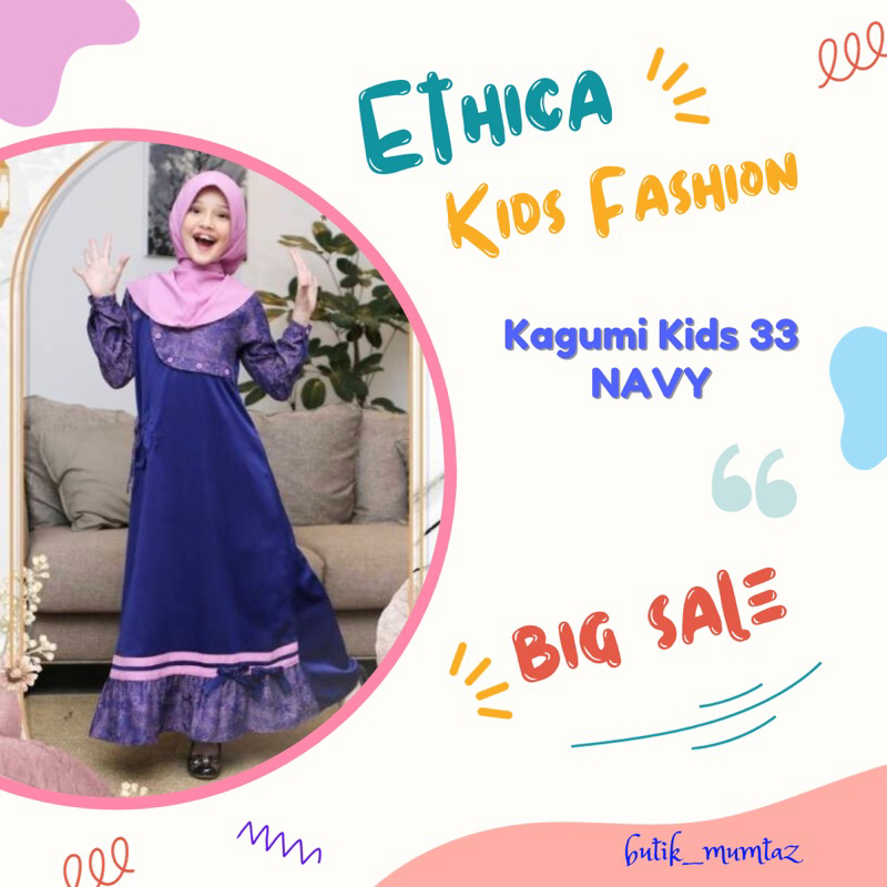 Kagumi Kids 33 Navy/Gamis Pesta Anak/Gamis Anak Navy