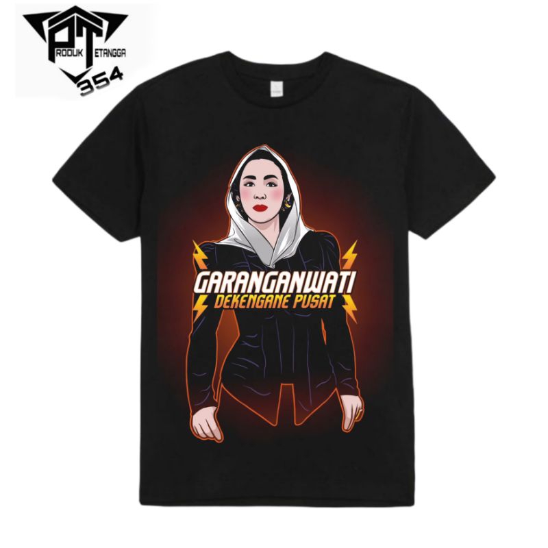 KAOS BAJU GARANGANWATI - TSHIRT OVERSIZE LENGAN PENDEK/PANJANG  SHOWIMAH - KATUN HITAM PRIA WANITA D