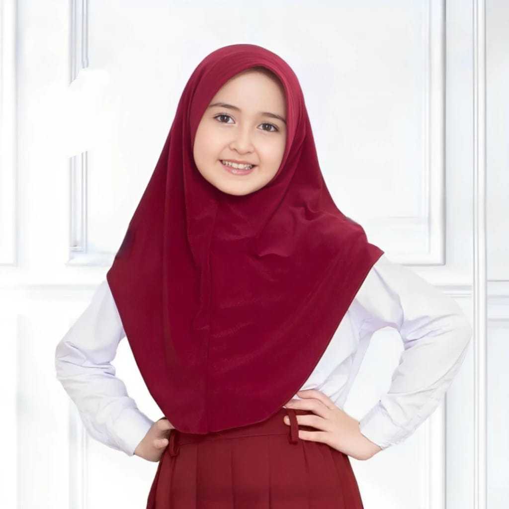 BERGO POLOS BHN JERSEY/KHIMAR ANAK SEKOLAH/JILBAB ANAK SD/HIJAB ANAK SEKOLAH/KERUDUNG ANAK SD/ S M L