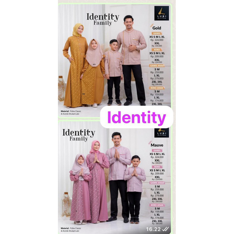Sarimbit Lubi Identity Family Couple Pasangan Lebaran Terbaru 2023 Baju Gamis Set Keluarga