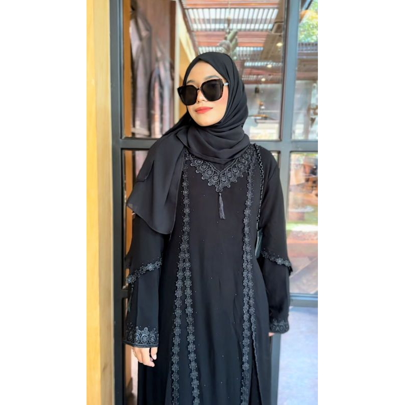 Abaya Hitam Gamis Wanita Terbaru Fashion Muslim Turkey Dubai Arabian Meifi