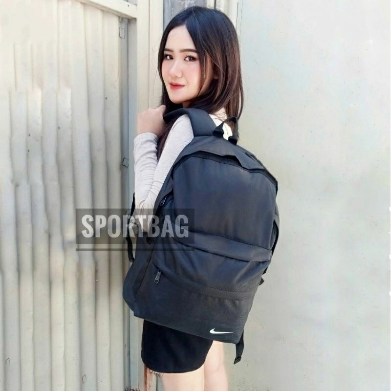 Tas Ransel Sekolah Basic Pria Wanita Warna Hitam Logo Nike