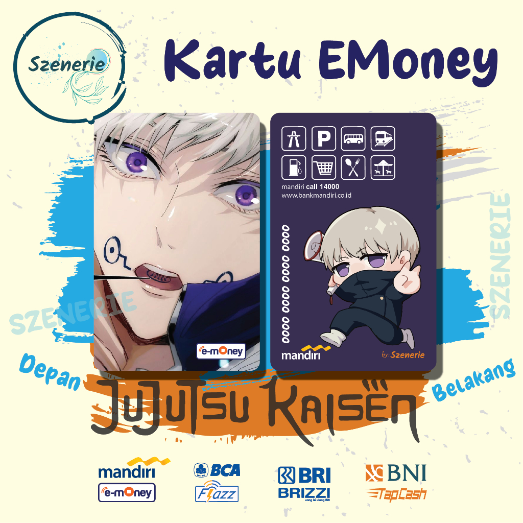 Emoney Inumaki Toge Flazz gen 2 Kartu E-money Mandiri BCA Tapcash BNI Brizzi BRI NFC Anime Jujutsu K