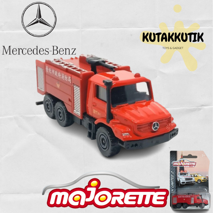 Majorette Mainan Mobil Pemadam Fire Truck Mercedes Benz Zetros Fire Brigade Merah Taiwan Limited 2