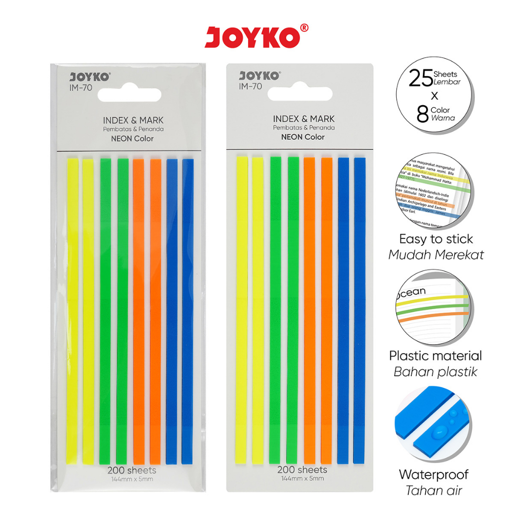 

Index Mark Joyko IM-70/Index Mark Penanda Pembatas Joyko IM-70 Plastik Neon Color