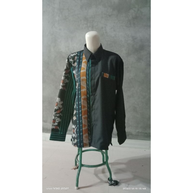 kemeja lengan panjang kain toyobo bervariasi kain tenun motif toraja