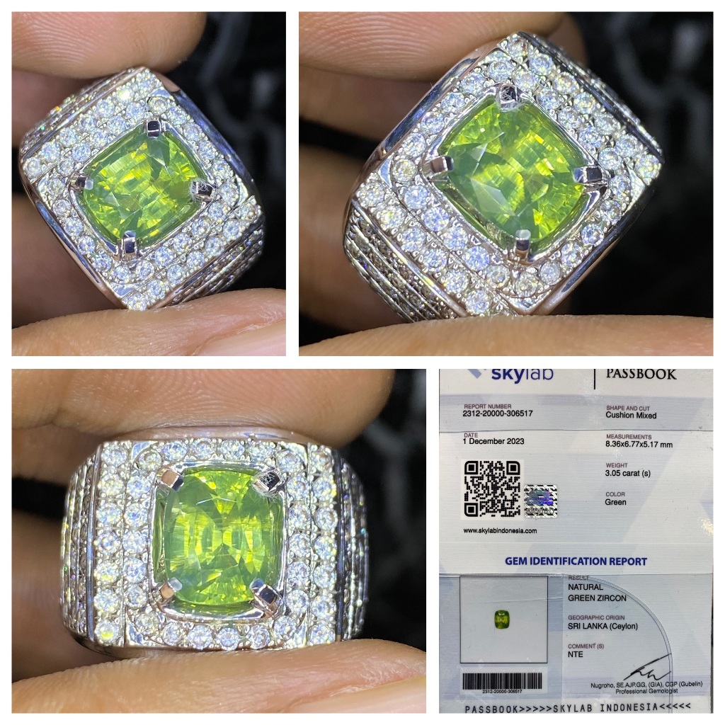 Natural 3.05ct green zircon srilanka ceylon nte