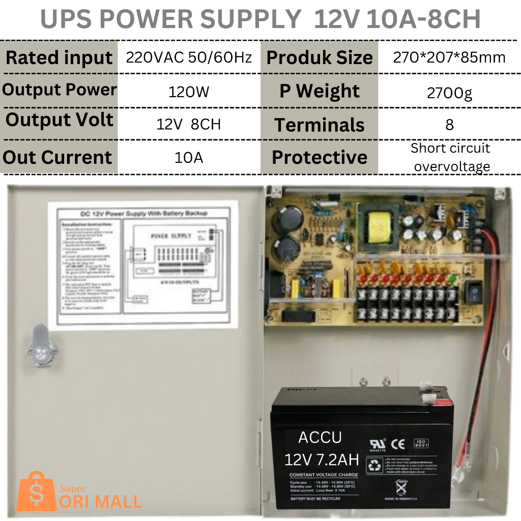 Power Supply UPS 12V 5A / 12V 10A / 12V 20A - Power supply Back Up CCTV dan DVR PSU UPS