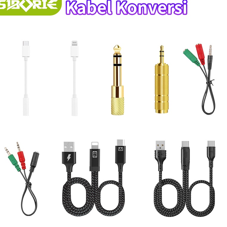 Stok Banyak Joz Siborie OTG charging  live streaming cable Conversion lines 35mm to Typec2RCA Adapte