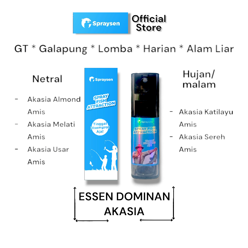 Essen Semprot Aroma AKASIA MIX Campuran Umpan Pancing Ikan 10ml