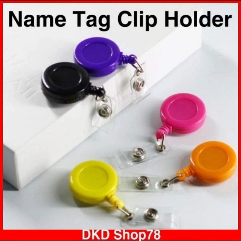 

Name Tag Clip Retractable ID Card ALL BLACK Gantungan Kartu Nama