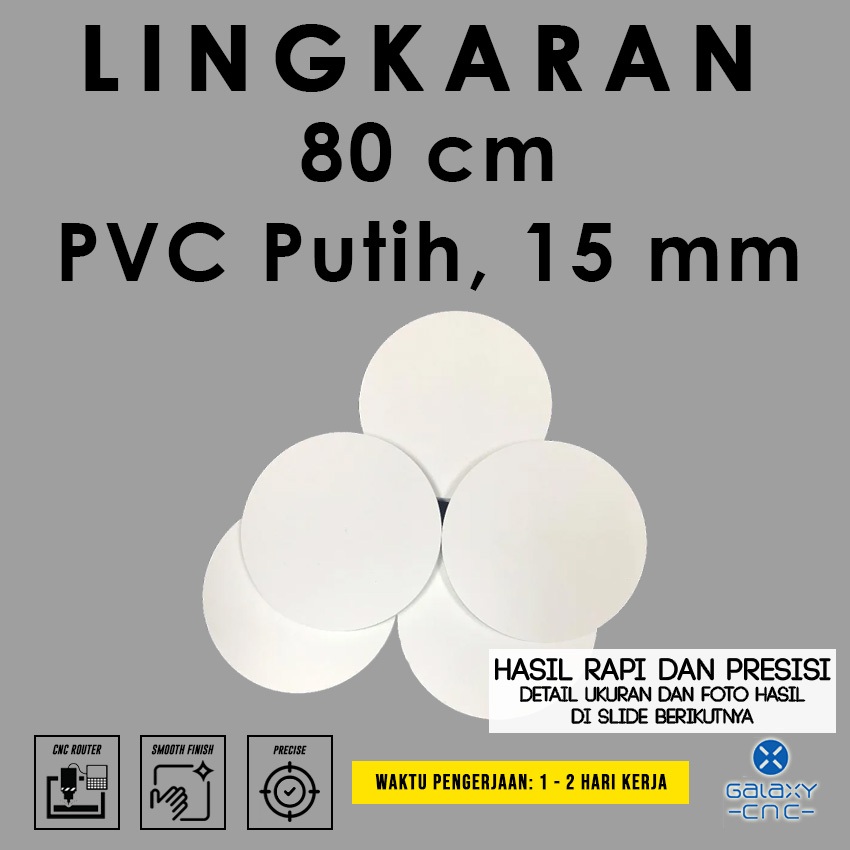 Lingkaran 80 cm - Tebal 15 mm - PVC Foam Board warna putih /MDF/Triplek