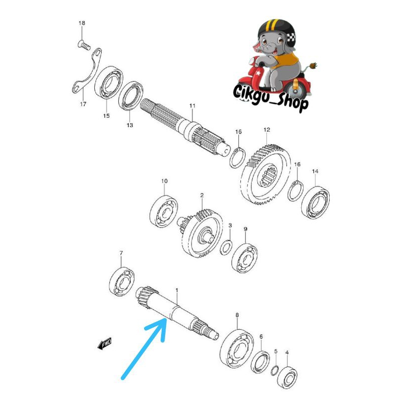 Shaft Drive As Roda Belakang Suzuki SkyDrive, Skywave, HAYATE, SPIN100% ORI SGP