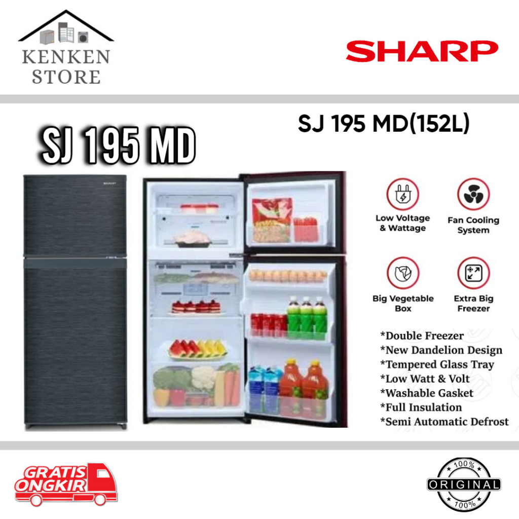 KULKAS SHARP 2 PINTU SJ-195 MD