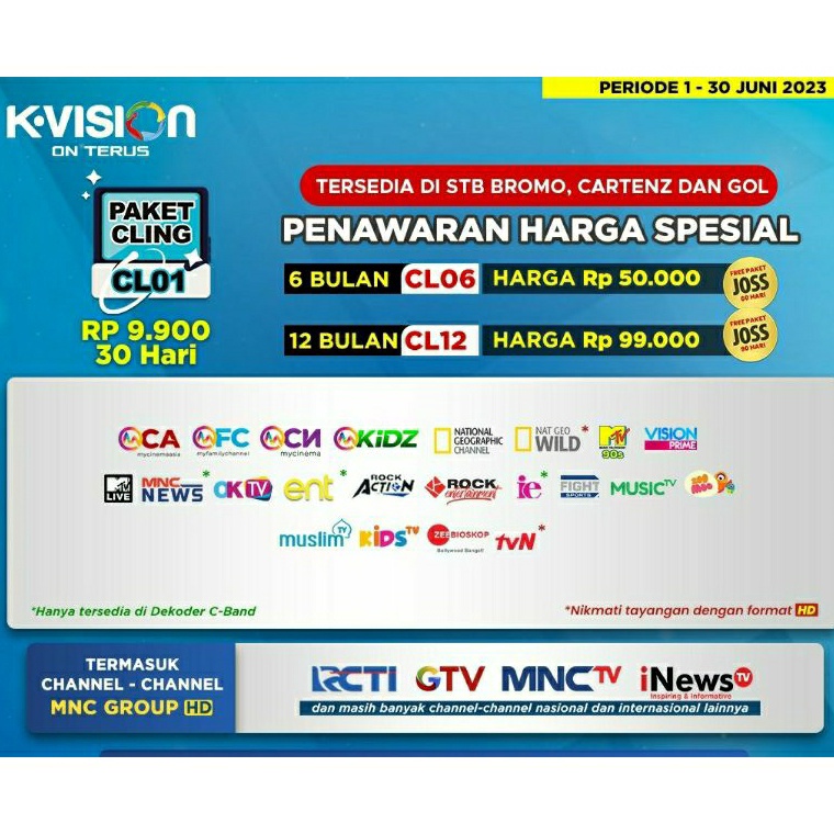 Ttq K VISION paket cling 1 tahun36 Hari MNC GROUP KVISION CL12 s Premium