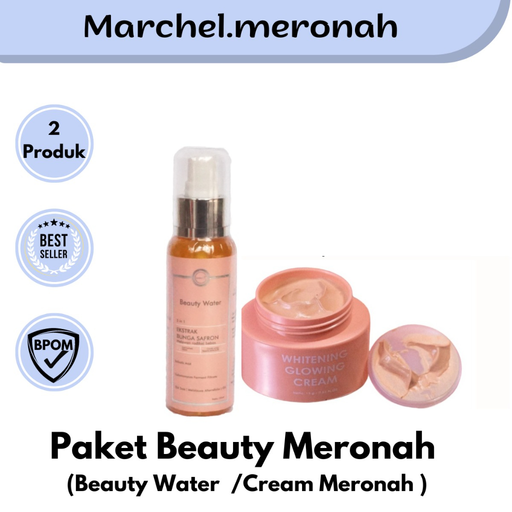 SKINCARE MERONAH PAKET BEAUTY Whitening Glowing Cream Day and Night ( krim pagi dan krim malam ) UV 