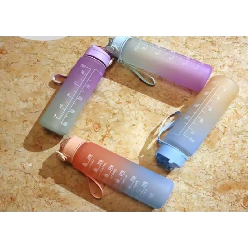 Botol Minum Viral 900ml warna Gradasi free sticker