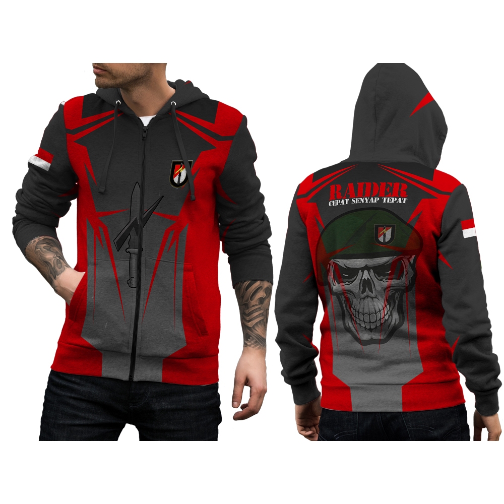 Jaket Zipper Raider TNI AD | Full Printing Raider Jaket | Batalyon Raider Jaket | Jaket Batalyon Rid