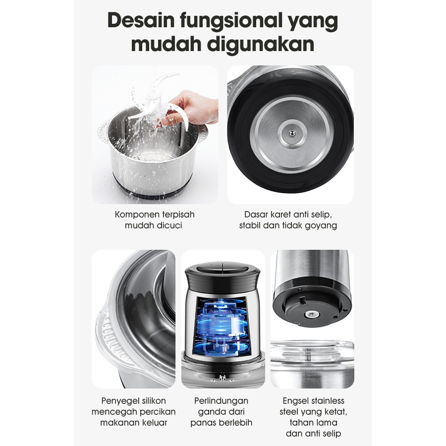 New Samono Food Chopper Stainless Steel 5 Liter Coper Daging Dan Bumbu Chopper Daging Dan Bumbu