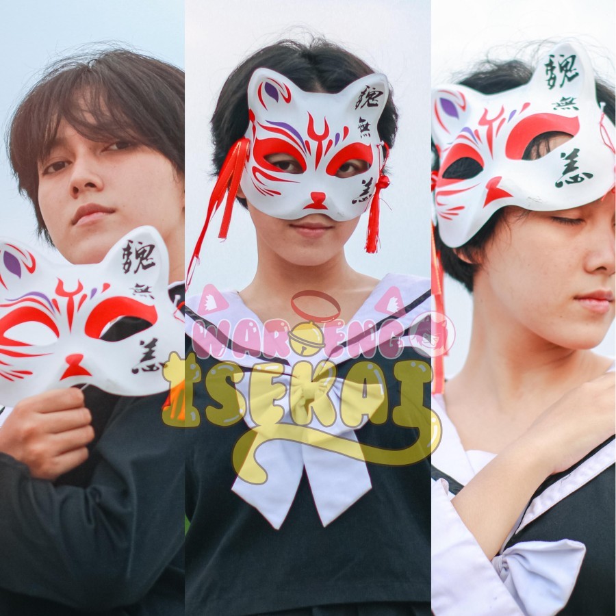 Topeng Anime Jepang Topeng Kitsune Cosplay 2