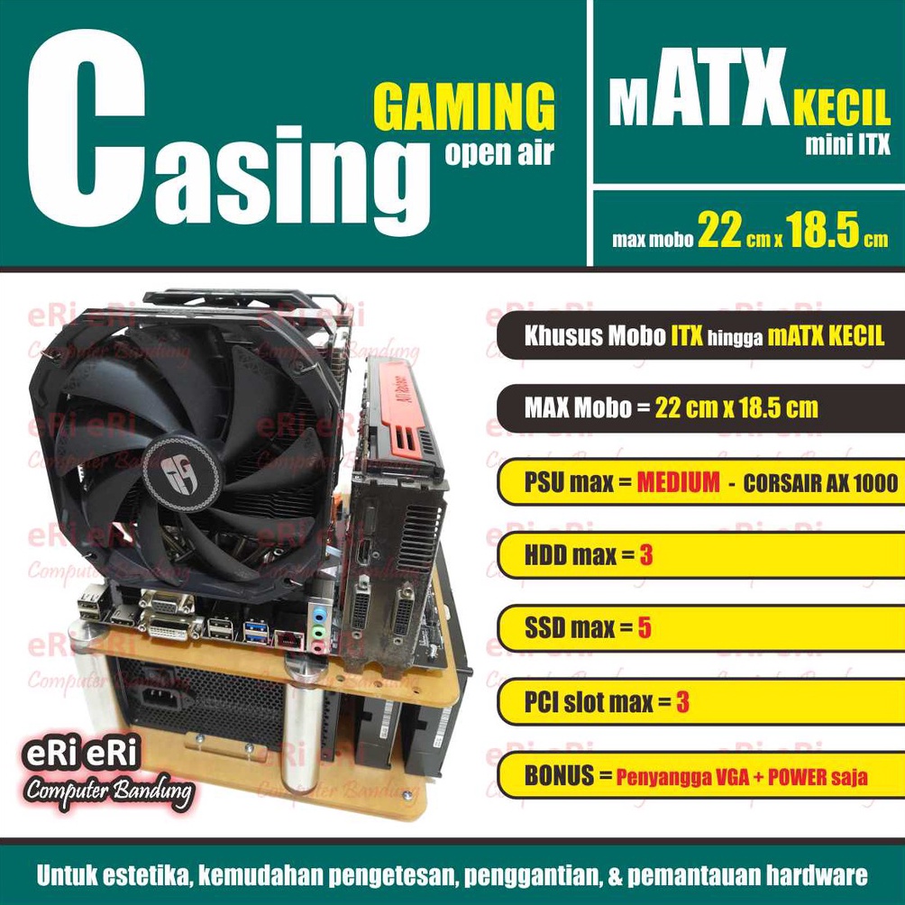 Ready stock Casing  mATX KECIL  ITX  PC Komputer GAMING Akrilik Acrylic  BENCHTABE OPEN AIR CASE 9SB