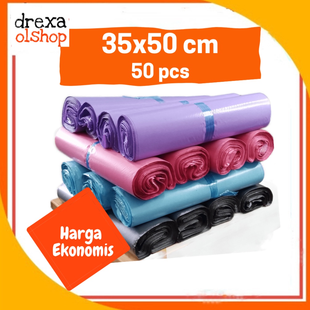 

Terkini ekonomis Plastik polymailer warna 35x5 cm plastik packing onlineshop lem warna 35x5 cm isi 5 pcs 88