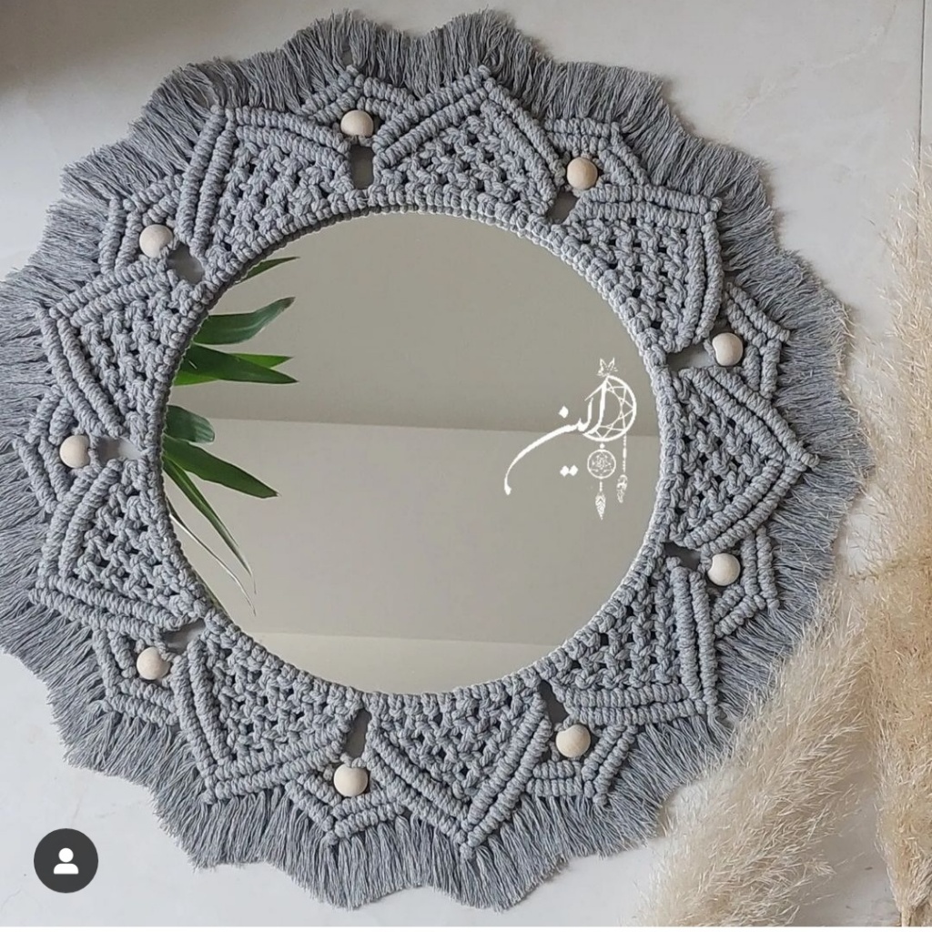 Macrame cermin/ mirror macrame-Cermin Macrame Oval || Mirror vintage Classic Aesthetic Home Decor Wa