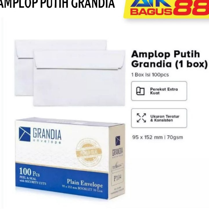 

1 Lembar Amplop Putih Grandia 14 PolosAmplop Polos 1BoxAmplop