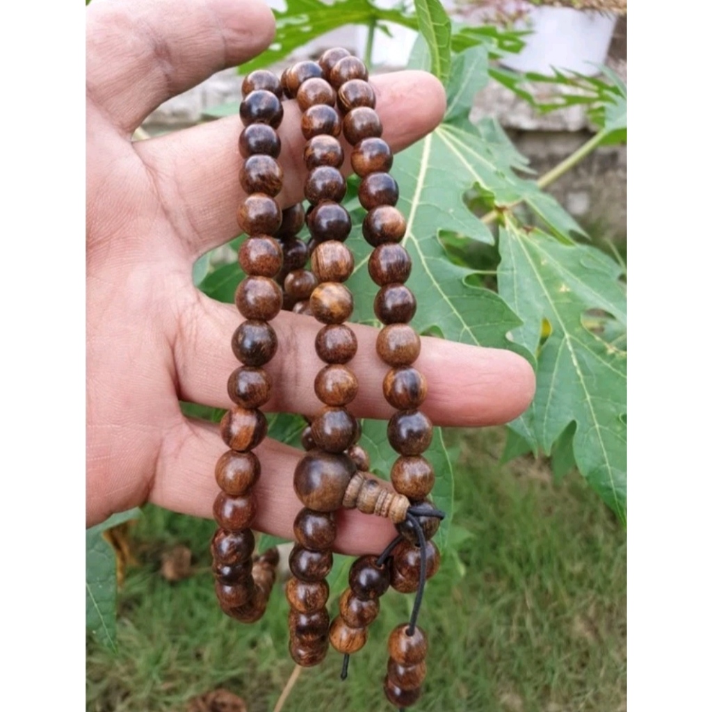 Tasbih gaharu 8mm grade A 99 butir super tasbih kayu gaharu kepala bulat