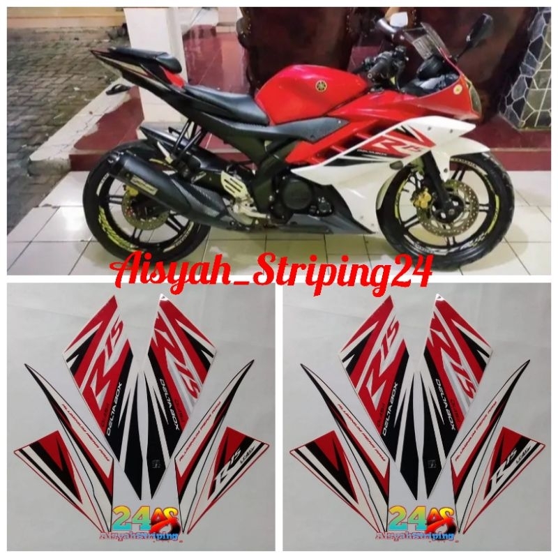 STIKER STEIPING MOTOR YAMAHA R 15 2014 MERAH STANDAR
