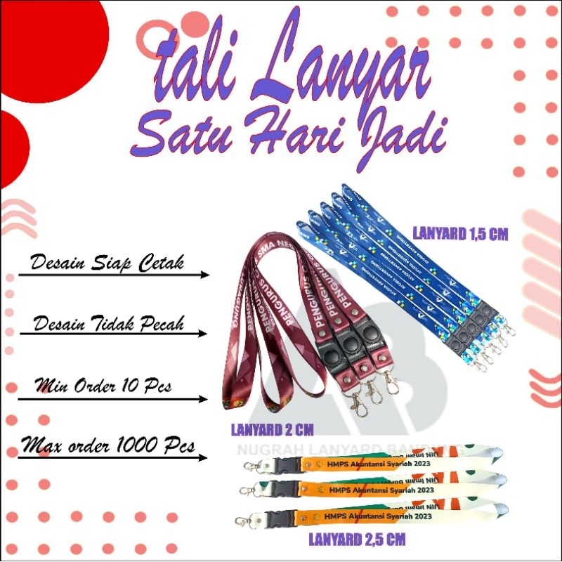 

( SATU HARI SELESAI) CETAK LANYARD CUSTOM/TALI LANYARD ID CARD CUSTOM/GANTUNGAN NAME TAG CUSTOM