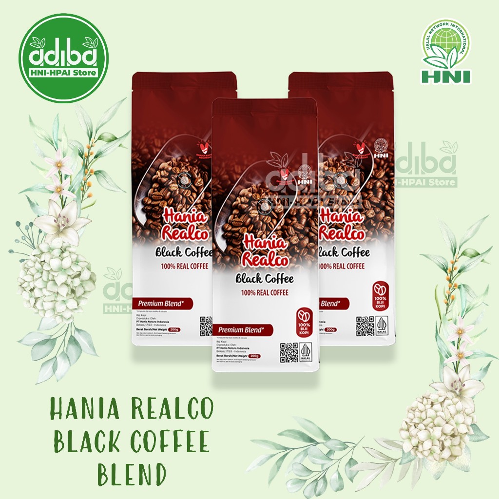 

Hania Realco Black Coffe Premium Blend HNI-HPAI || 100% Biji Kopi Arabica Dan Robusta