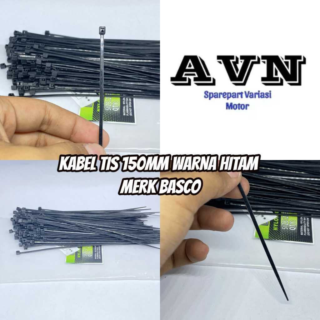

KABEL TIS WARNA HITAM 150MM 300MM MERK BASCO || CABLE TIES KABEL TIS NYLON 150MM 300MM MERK BASCO