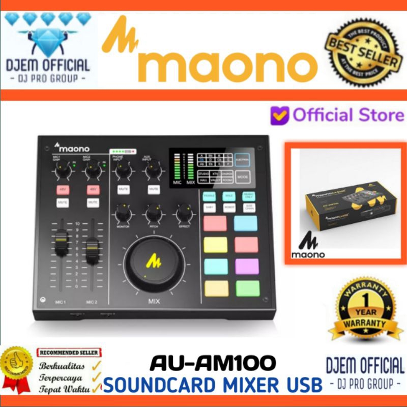 maono CASTER AU-AM100 Podcast Soundcard Mixer USB Console maonoCaster AU AM100 All in One Plus Micro