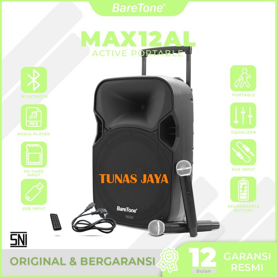 SPEAKER AKTIF PORTABLE BARETONE 12 INCH ORIGINAL SOUND MAX12AL/ MAX 12 AL  BLUETOOTH