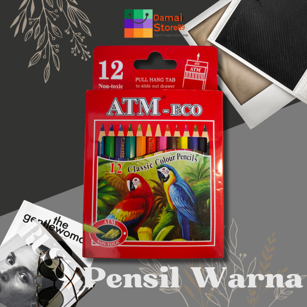 

Pensil 12 Warna Set Panjang Pendek ATM - Non Toxic Classic Colour Pencil