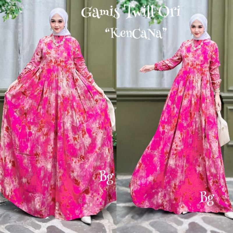 Gamis Twill Bg Motif Kencana Pink bg collection