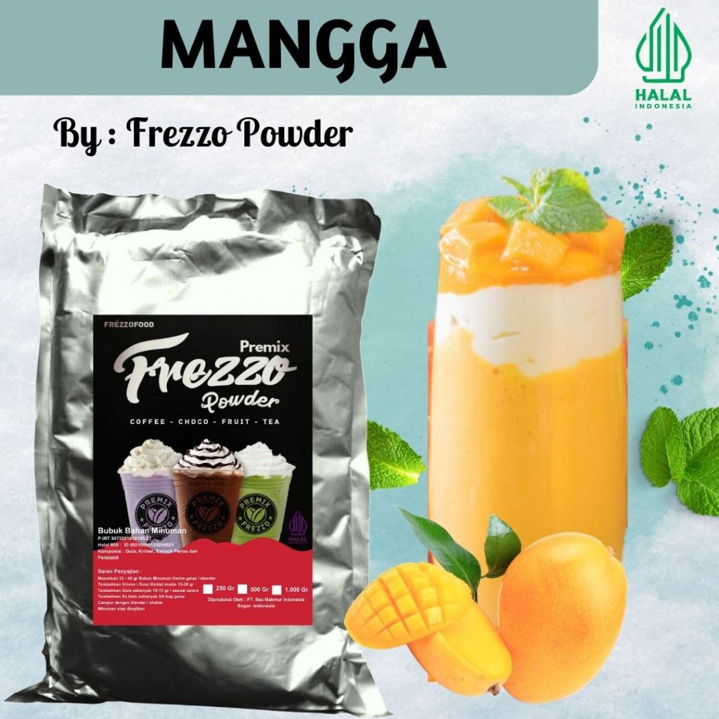 

BUBUK MINUMAN INSTAN RASA MANGGA 1 KG FREZZO POWDER DRINK KING MANGGO SERBUK MINUMAN RASA BUAH BOBA