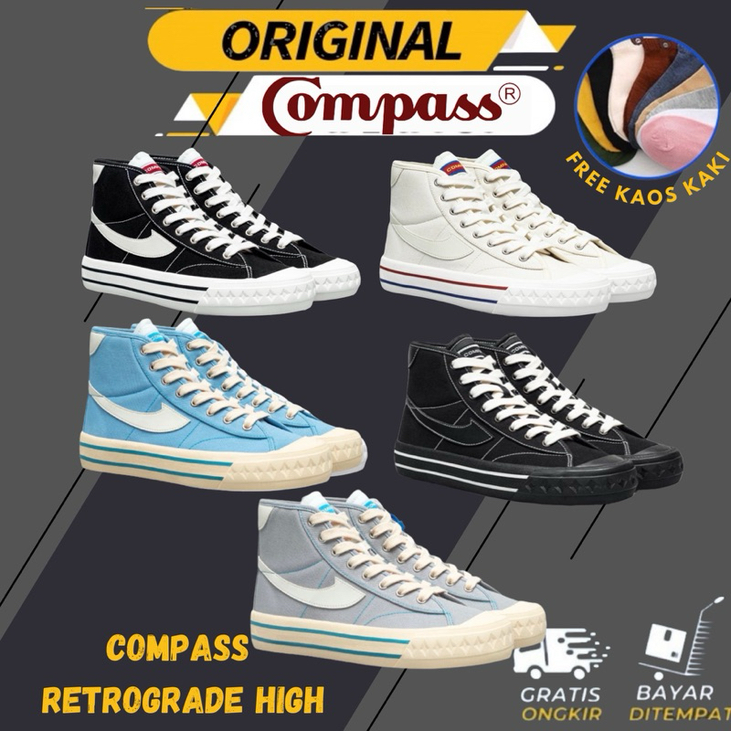 [ORIGINAL] Compass Retrograde High Decon Black White / Cream / Double Black / Grey Cyan / Baby Blue 