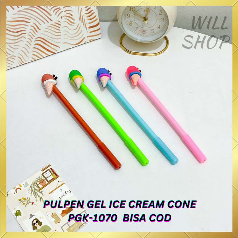 

TERSEDIA VARIAN 4 / 8 / 12 PCS PULPEN GEL ICE CREAM CONE PGK-1070 / BOLPEN PENA TINTA HITAM ALAT TULIS UNIK VARIAN TERBARU DAN TERMURAH BISA COD