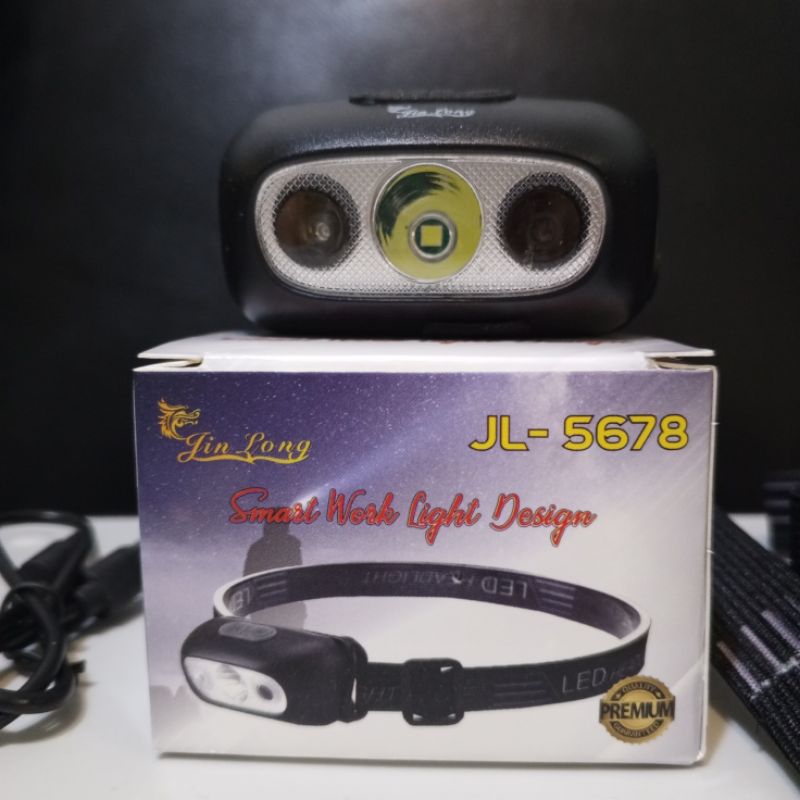 (ORI) Senter Senter Kepala Sensor JINLONG JL 5678/ Senter Kepala Mini Super Terang Running