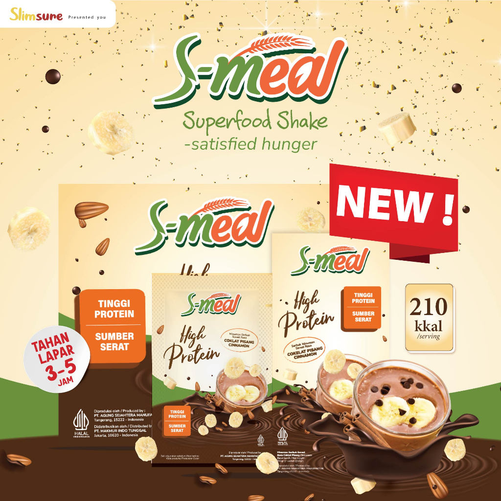

NEW PRODUCT | S Meal Chocolate Banana Cinnamon - Super Food Shake | High Protein Meal Replacement| Tinggi Serat