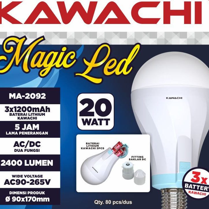 Lampu Led AC/DC Kawachi Magic led 20watt 2.400Lumen MA-2092