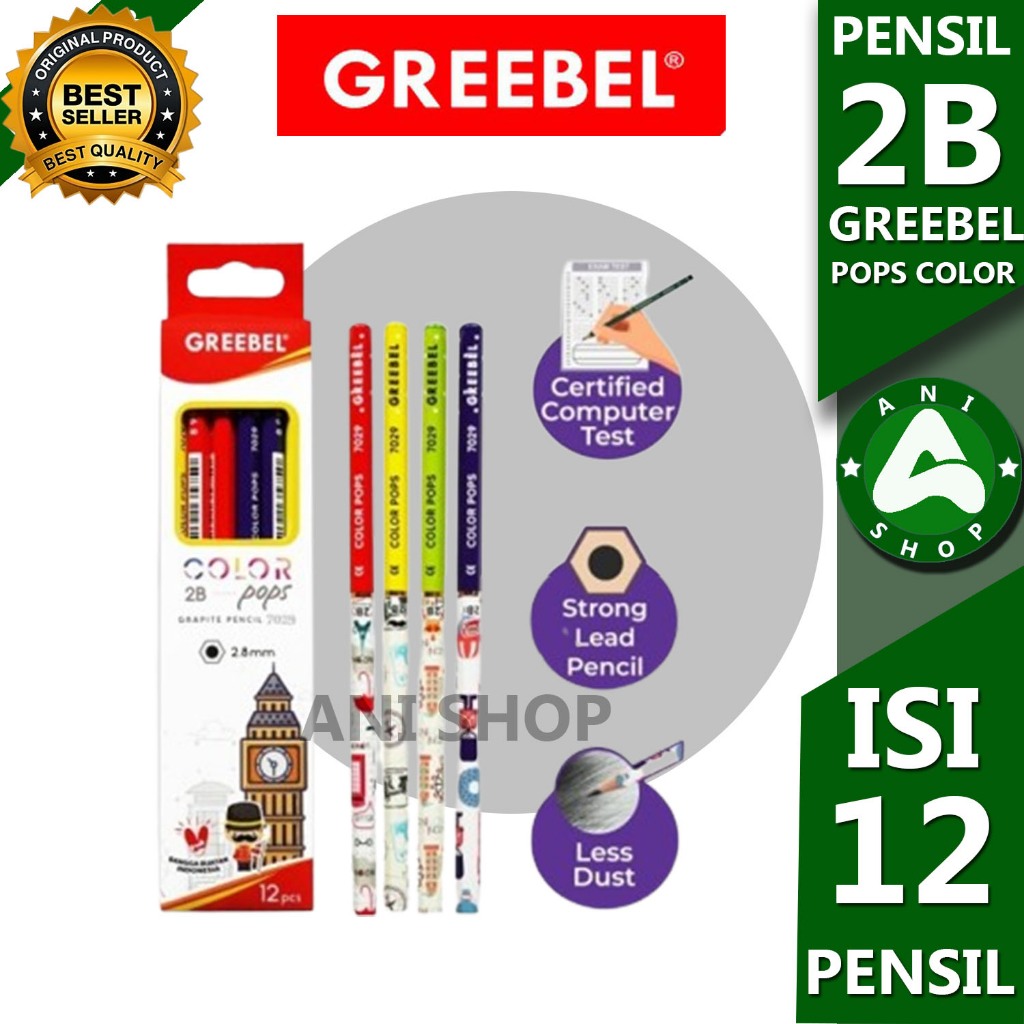 

PENSIL 2B GREEBEL COLOR POPS ( 7029 ) 2.8 mm 12 pcs ANI SHOPP